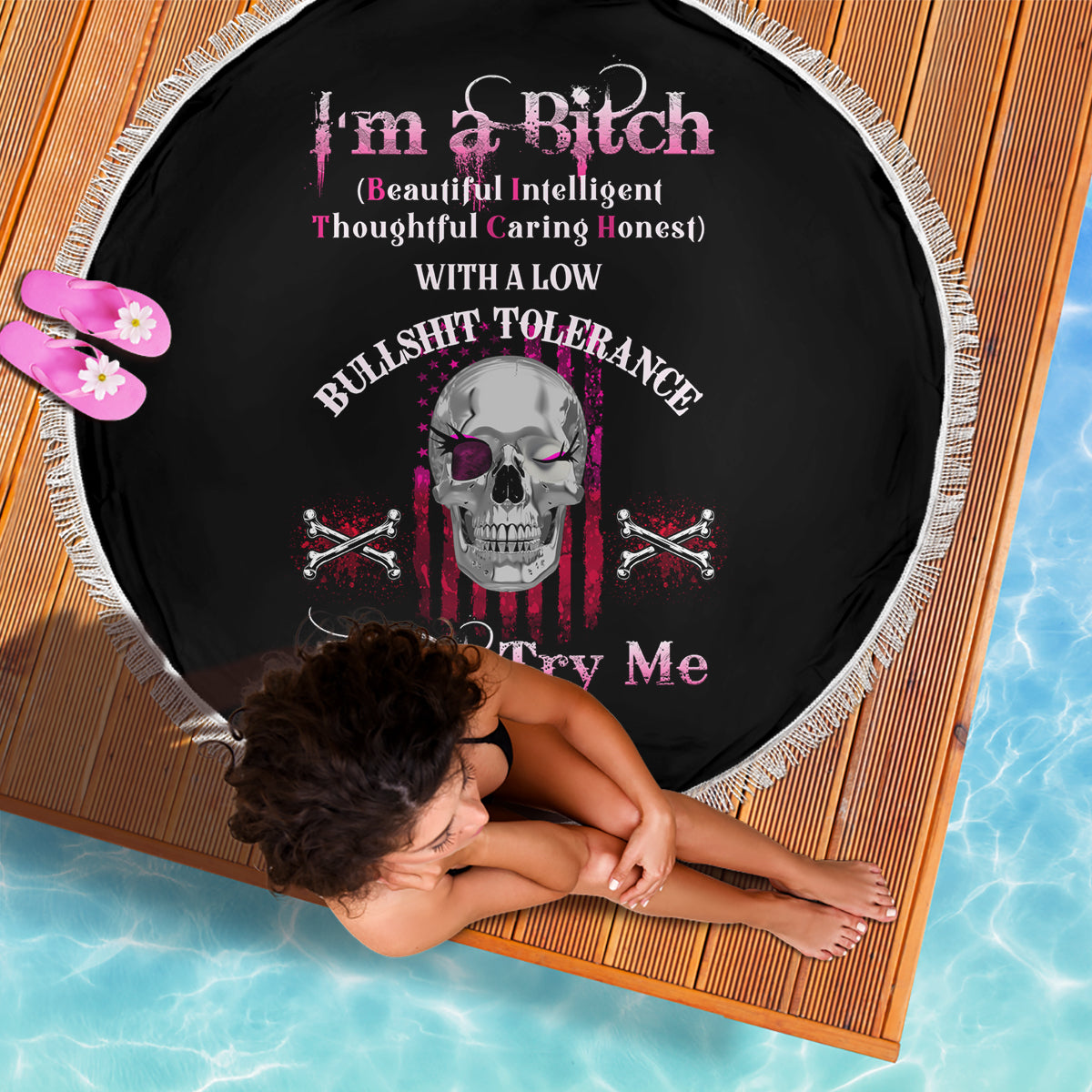 I'm A B Don't Try Me Beach Blanket - Wonder Print Shop