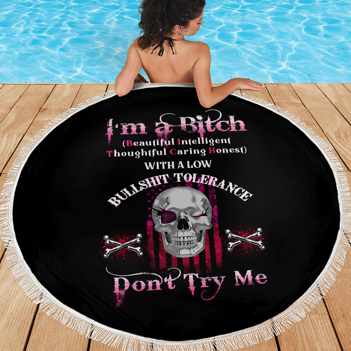 I'm A B Don't Try Me Beach Blanket - Wonder Print Shop