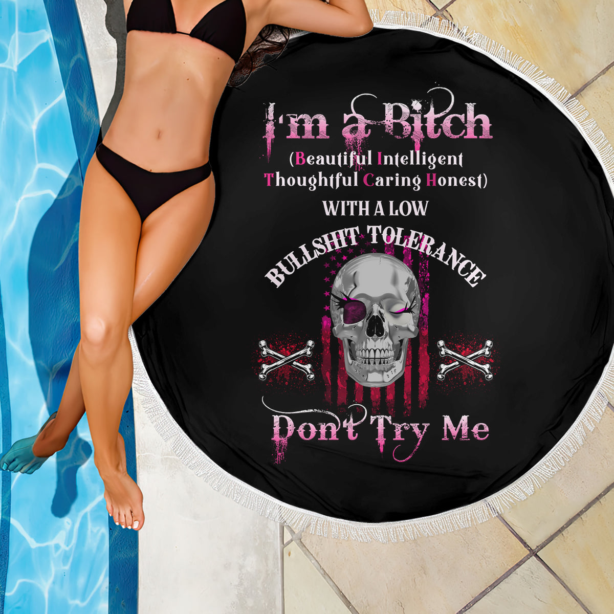 I'm A B Don't Try Me Beach Blanket - Wonder Print Shop