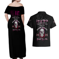 I'm A B Don't Try Me Couples Matching Off Shoulder Maxi Dress and Hawaiian Shirt - Wonder Print Shop