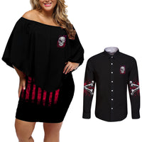 I'm A B Don't Try Me Couples Matching Off Shoulder Short Dress and Long Sleeve Button Shirt - Wonder Print Shop
