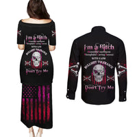 I'm A B Don't Try Me Couples Matching Puletasi Dress and Long Sleeve Button Shirt - Wonder Print Shop
