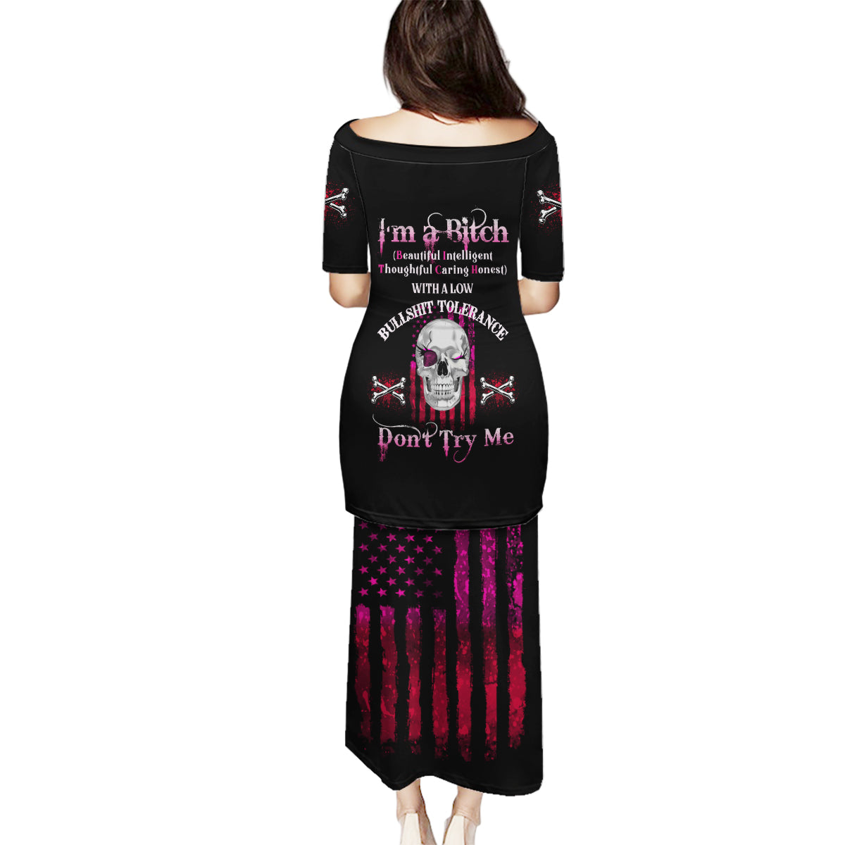 I'm A B Don't Try Me Family Matching Puletasi Dress and Hawaiian Shirt - Wonder Print Shop