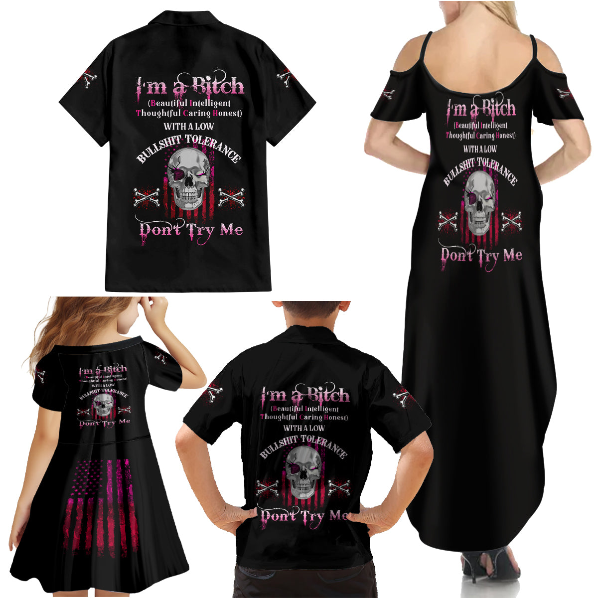 I'm A B Don't Try Me Family Matching Summer Maxi Dress and Hawaiian Shirt - Wonder Print Shop