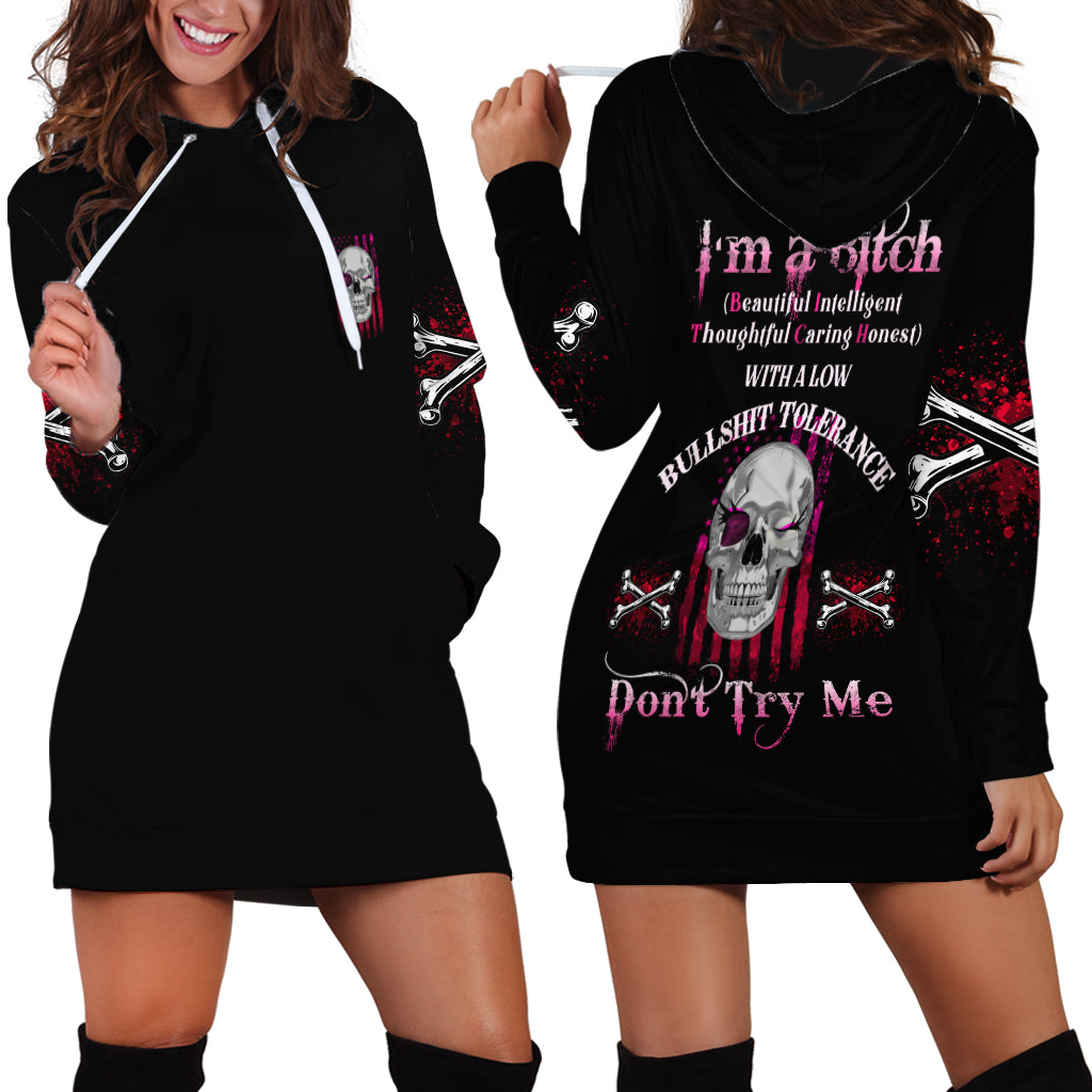 I'm A B Don't Try Me Hoodie Dress - Wonder Print Shop
