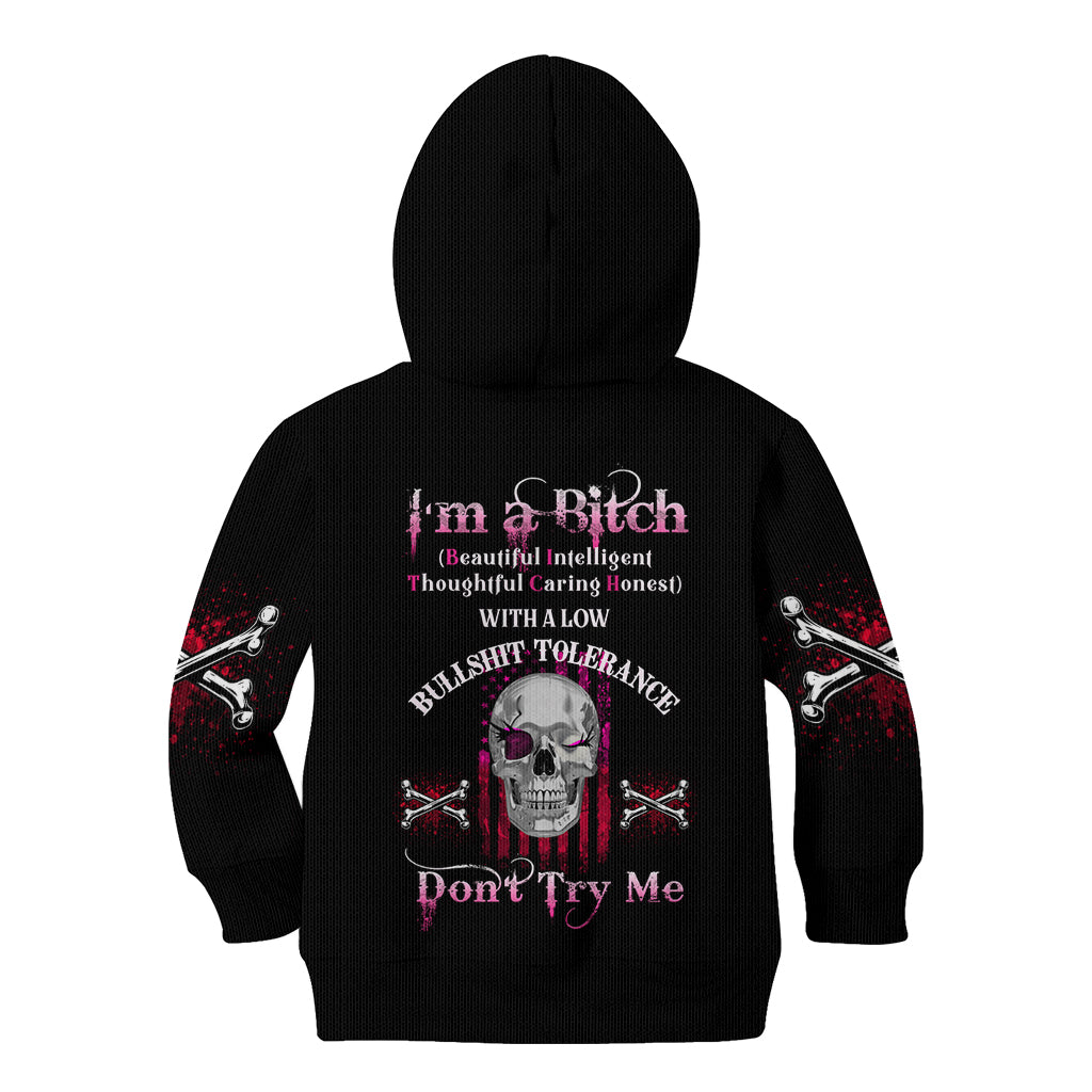 I'm A B Don't Try Me Kid Hoodie - Wonder Print Shop