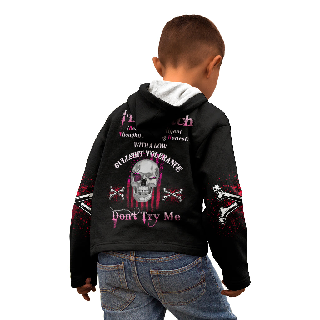 I'm A B Don't Try Me Kid Hoodie - Wonder Print Shop