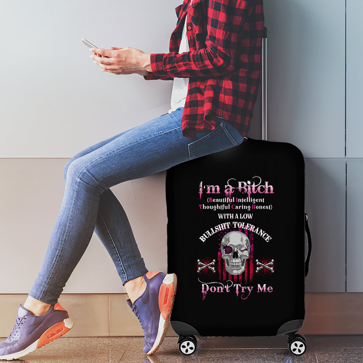 I'm A B Don't Try Me Luggage Cover - Wonder Print Shop