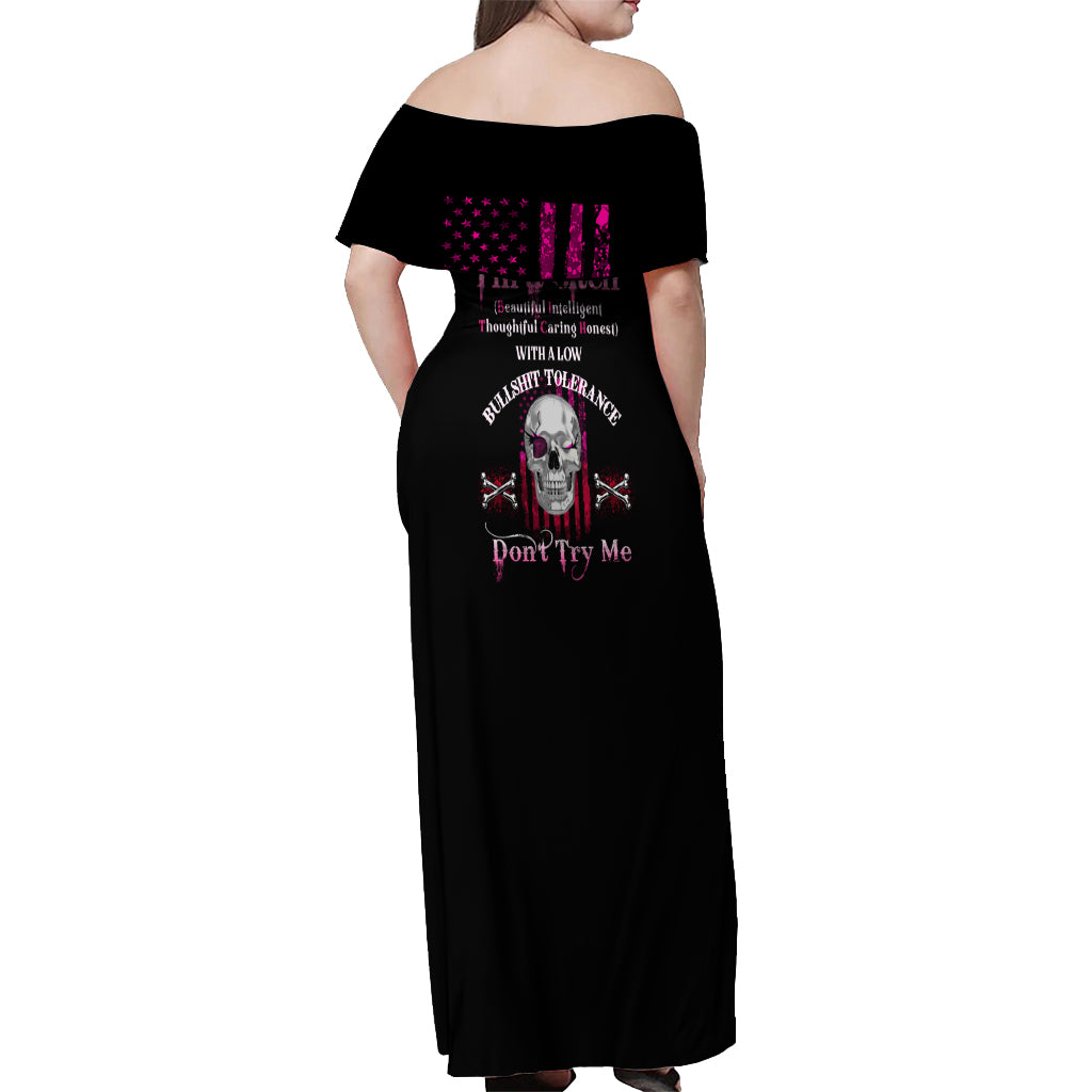 I'm A B Don't Try Me Off Shoulder Maxi Dress - Wonder Print Shop