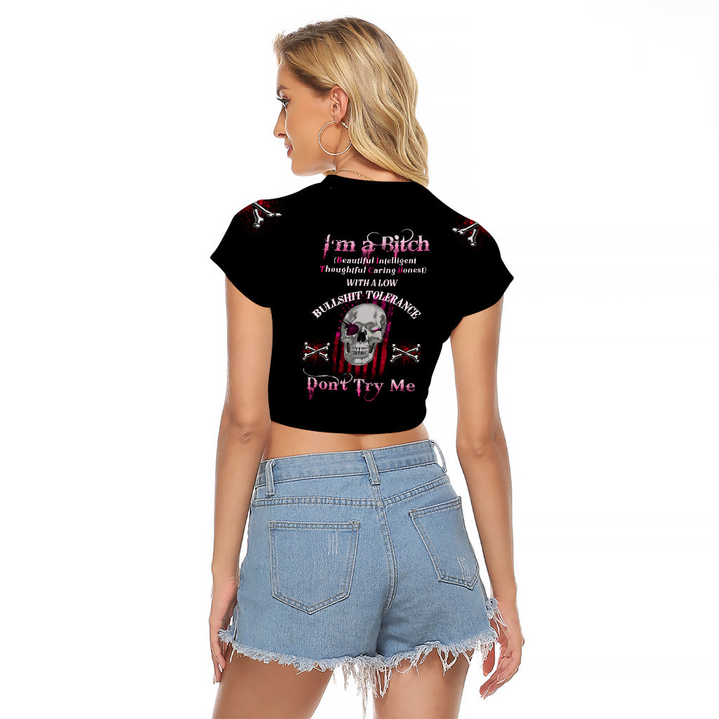 I'm A B Don't Try Me Raglan Cropped T Shirt - Wonder Print Shop