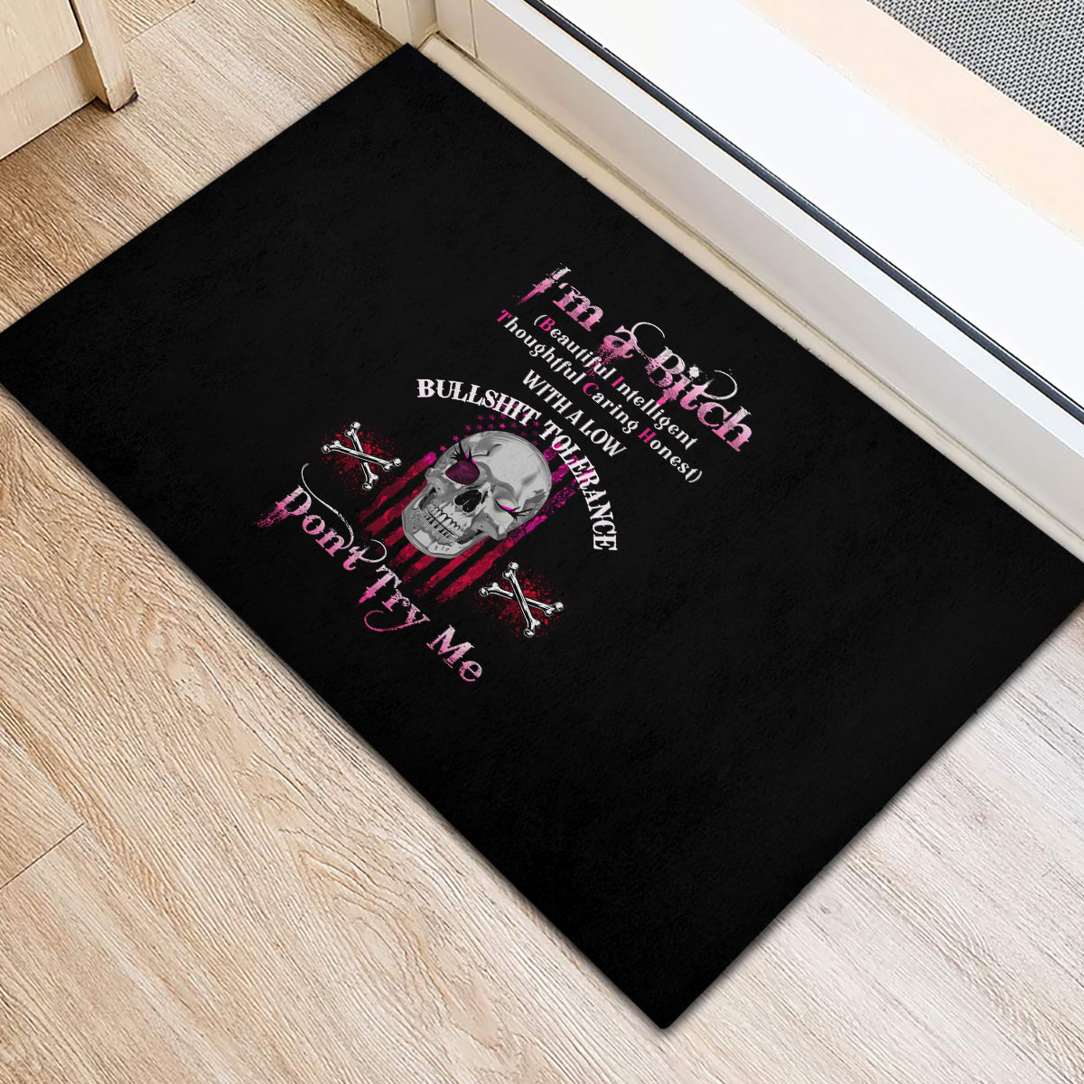 I'm A B Don't Try Me Rubber Doormat - Wonder Print Shop