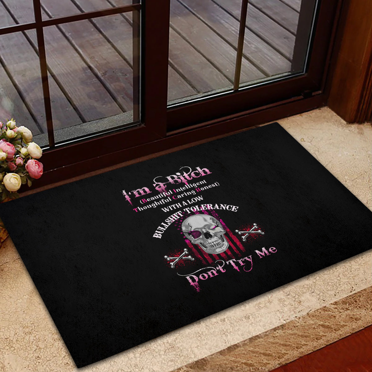I'm A B Don't Try Me Rubber Doormat - Wonder Print Shop