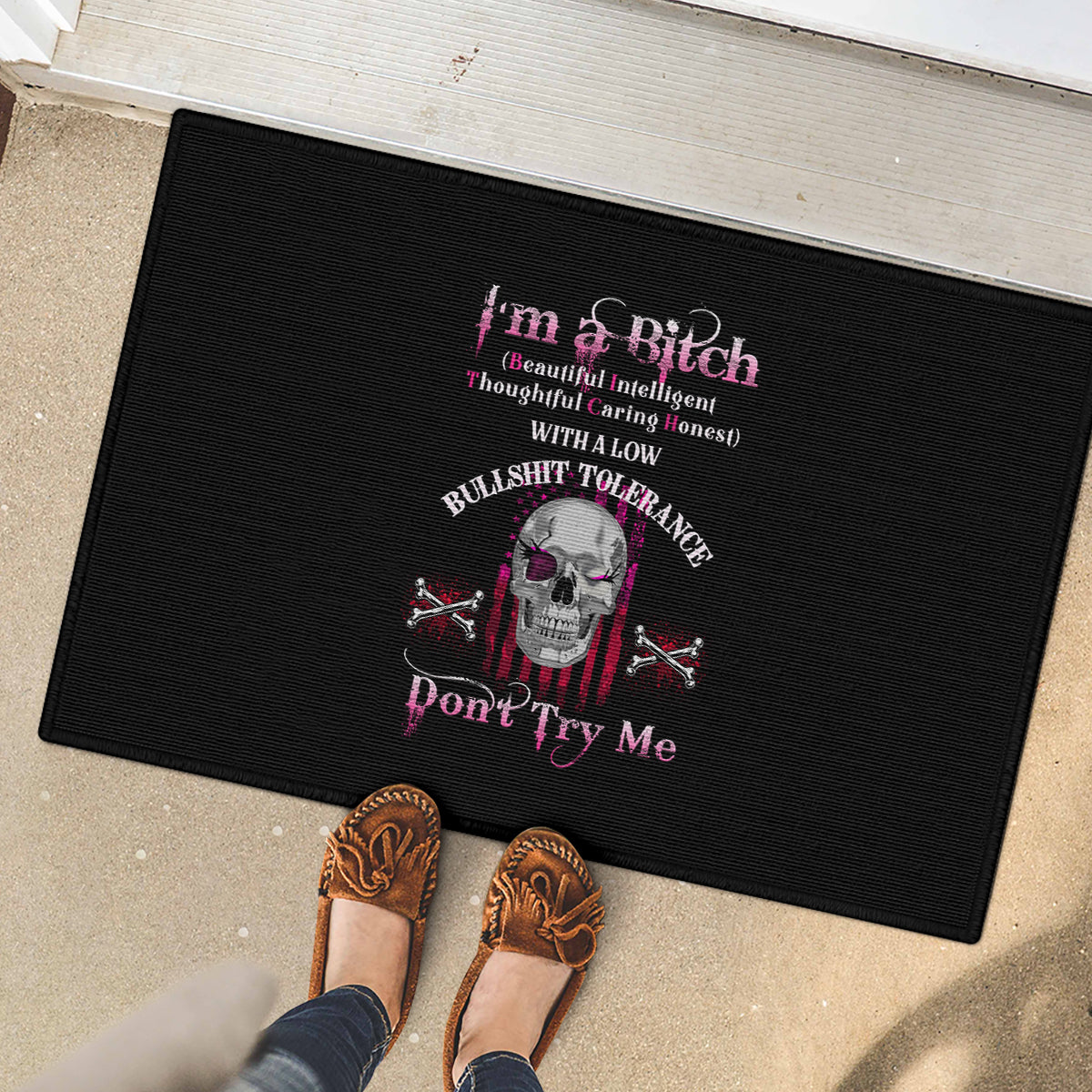 I'm A B Don't Try Me Rubber Doormat - Wonder Print Shop
