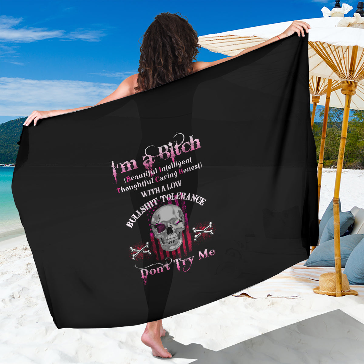 I'm A B Don't Try Me Sarong - Wonder Print Shop