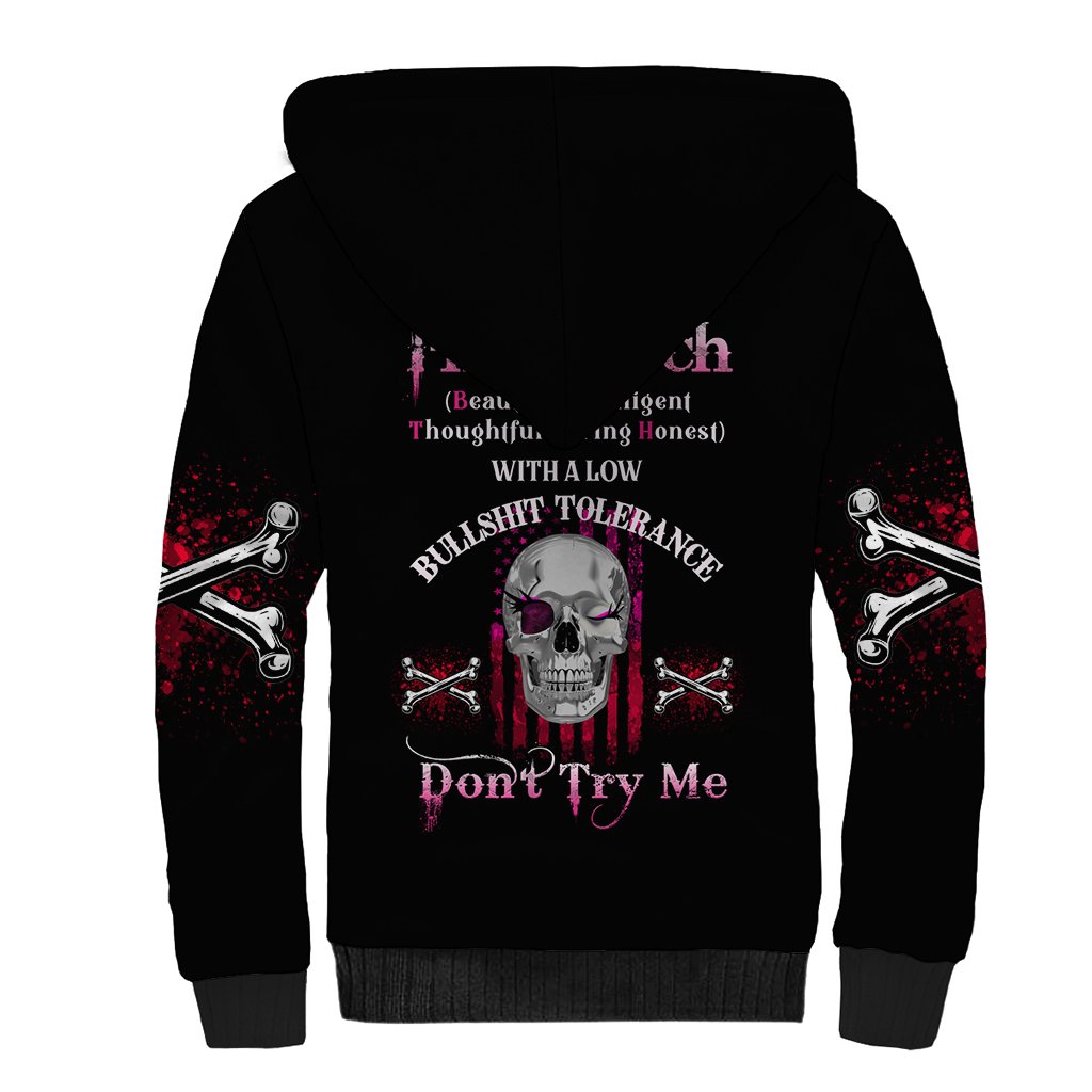 I'm A B Don't Try Me Sherpa Hoodie - Wonder Print Shop