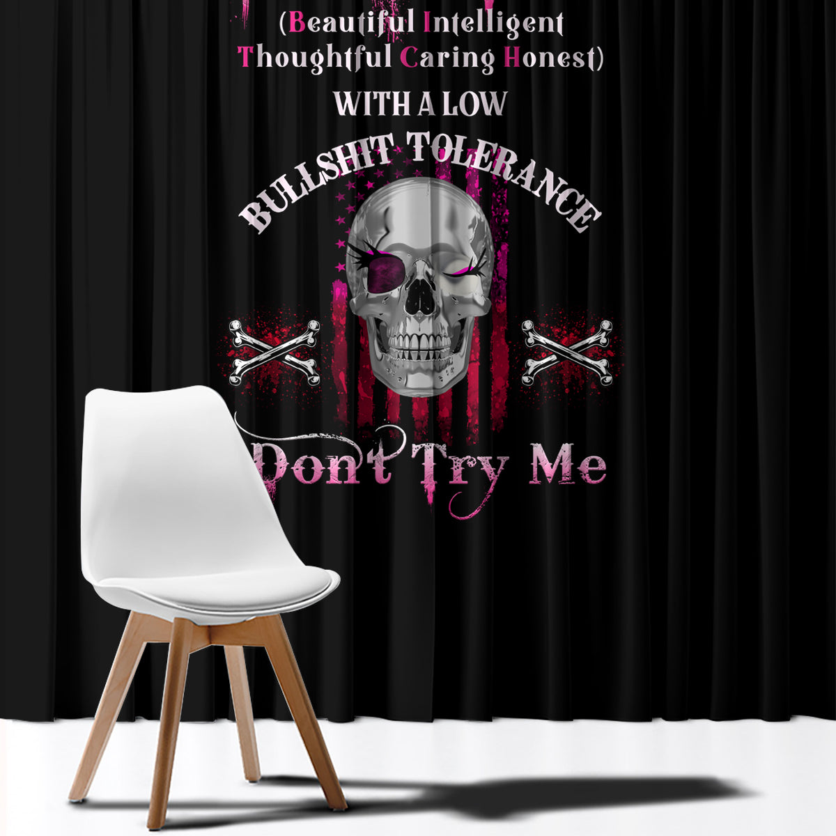 I'm A B Don't Try Me Window Curtain - Wonder Print Shop