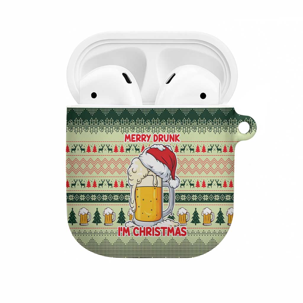 Merry Drunk I'm Christmas AirPods Case Xmas Holiday Patterns - Wonder Print Shop