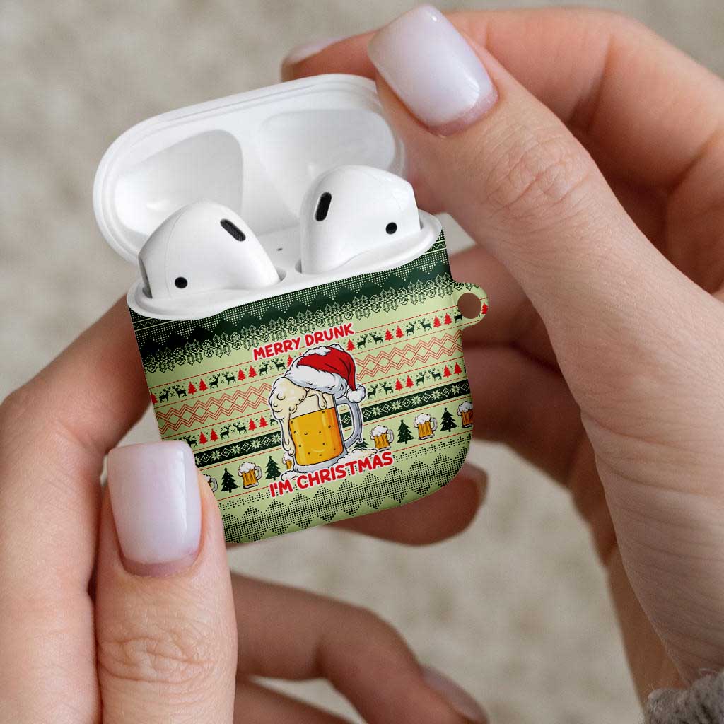 Merry Drunk I'm Christmas AirPods Case Xmas Holiday Patterns - Wonder Print Shop