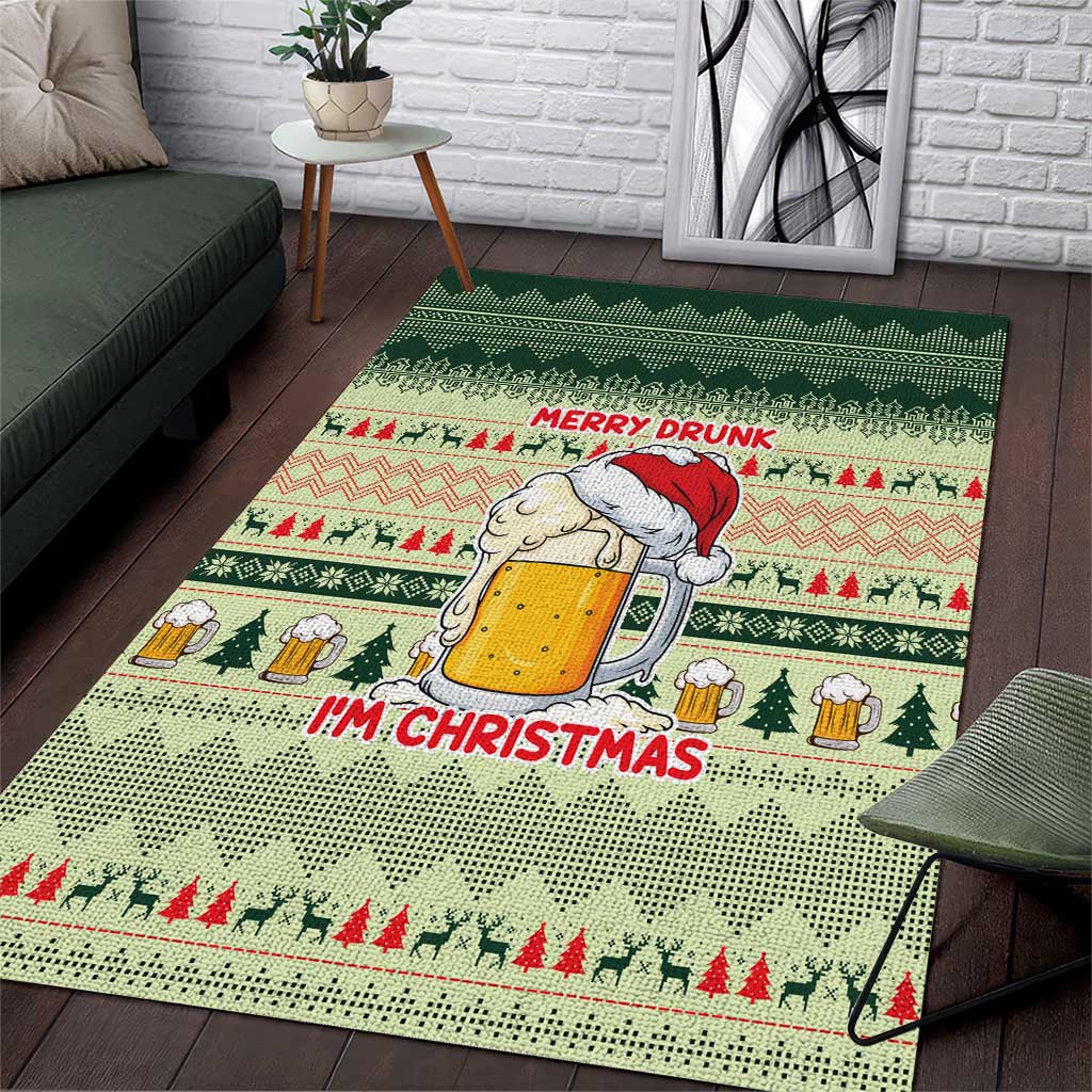 Merry Drunk I'm Christmas Area Rug Xmas Holiday Patterns - Wonder Print Shop