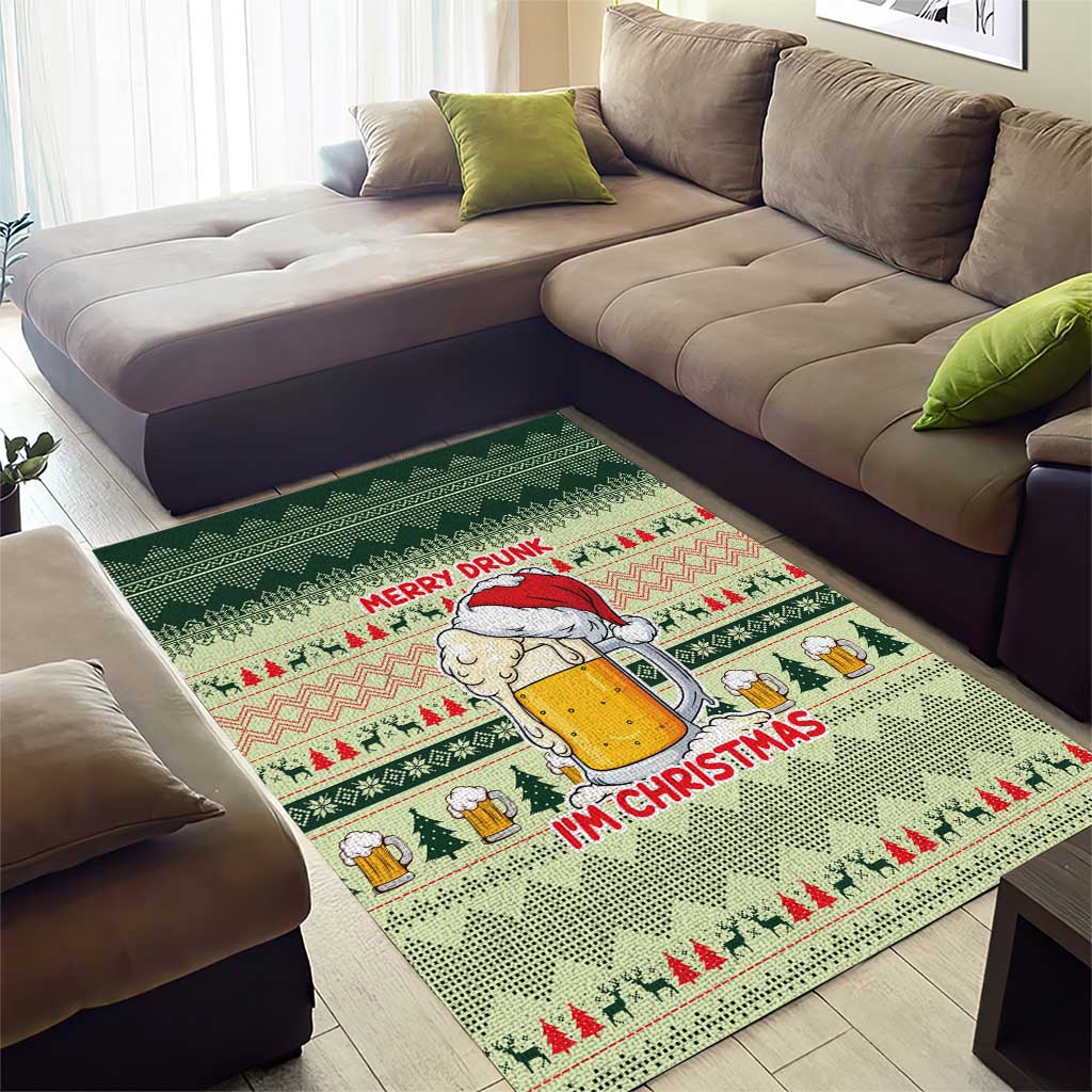 Merry Drunk I'm Christmas Area Rug Xmas Holiday Patterns - Wonder Print Shop
