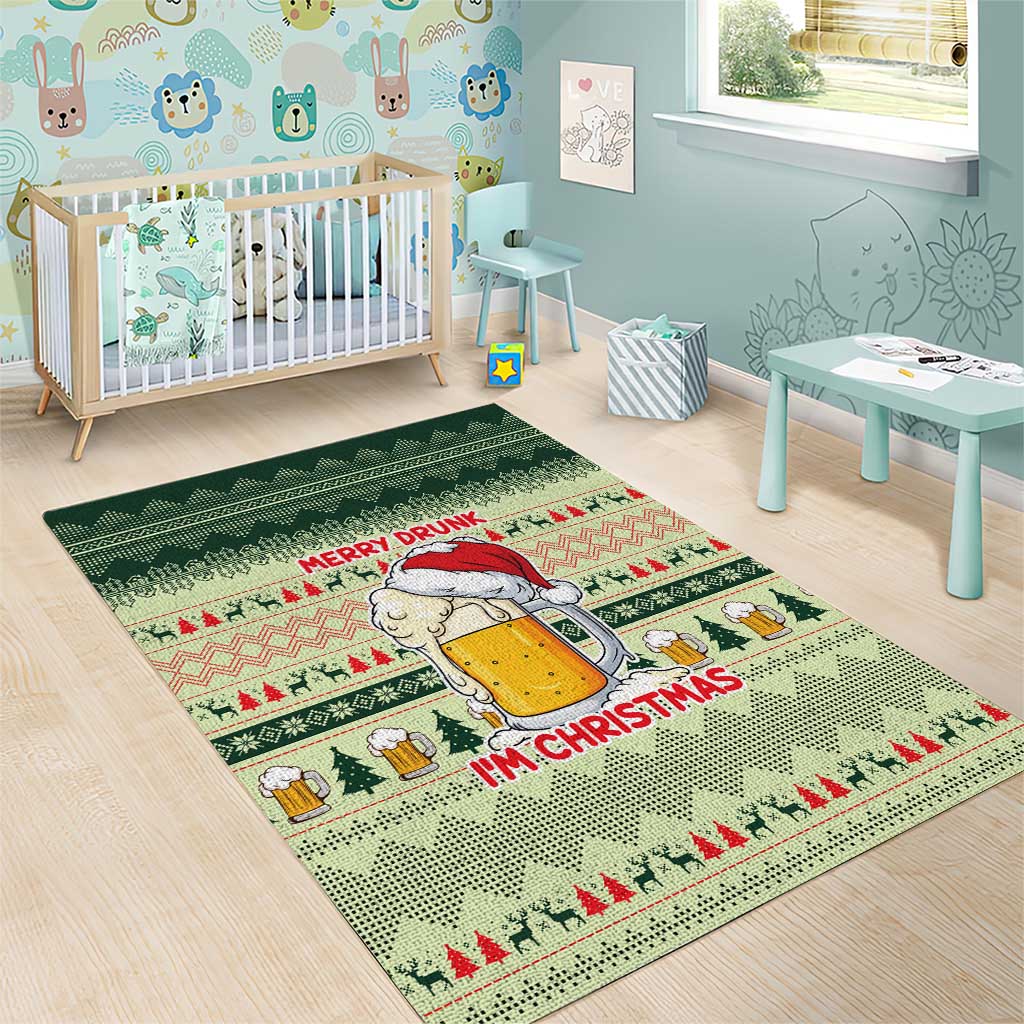 Merry Drunk I'm Christmas Area Rug Xmas Holiday Patterns - Wonder Print Shop