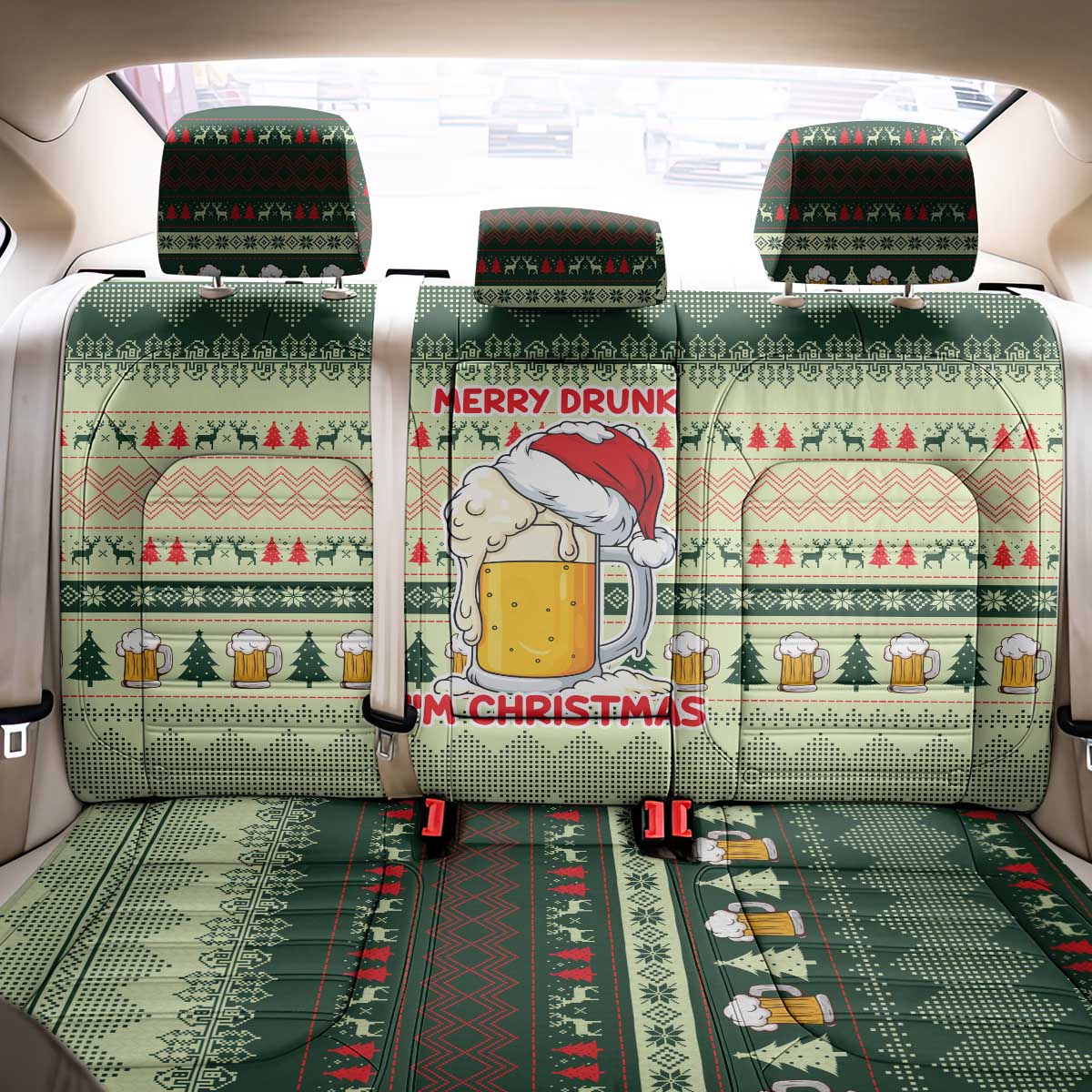 Merry Drunk I'm Christmas Back Car Seat Cover Xmas Holiday Patterns - Wonder Print Shop
