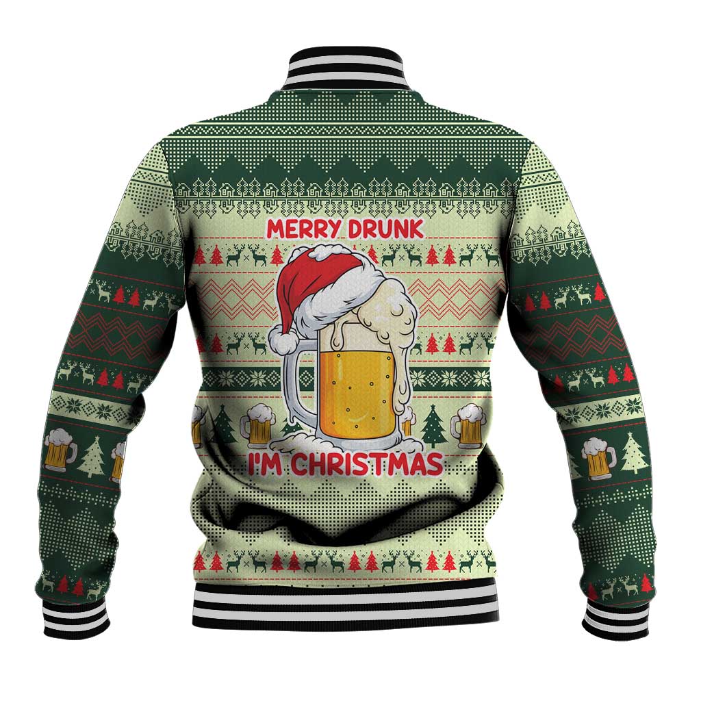 Merry Drunk I'm Christmas Baseball Jacket Xmas Holiday Patterns - Wonder Print Shop