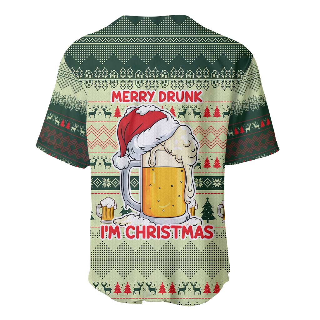 Merry Drunk I'm Christmas Baseball Jersey Xmas Holiday Patterns - Wonder Print Shop