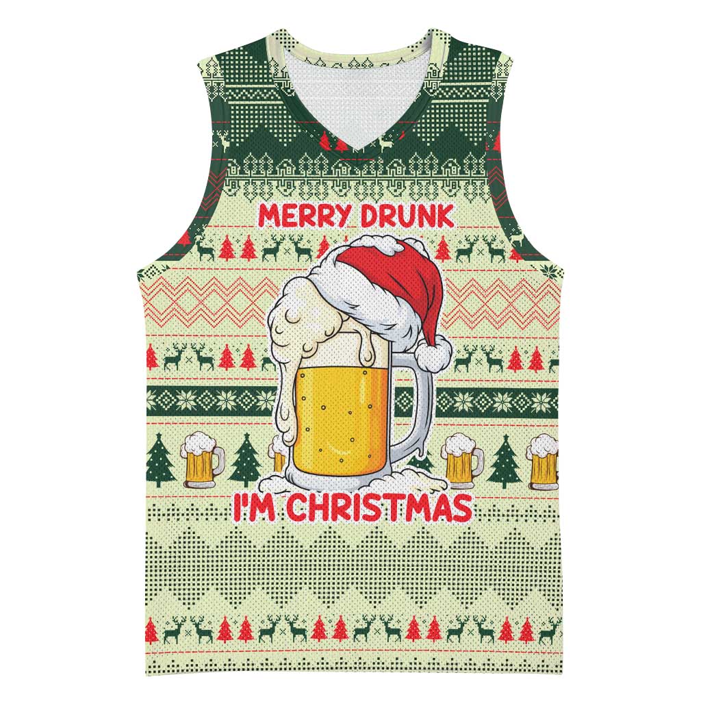 Merry Drunk I'm Christmas Basketball Jersey Xmas Holiday Patterns - Wonder Print Shop
