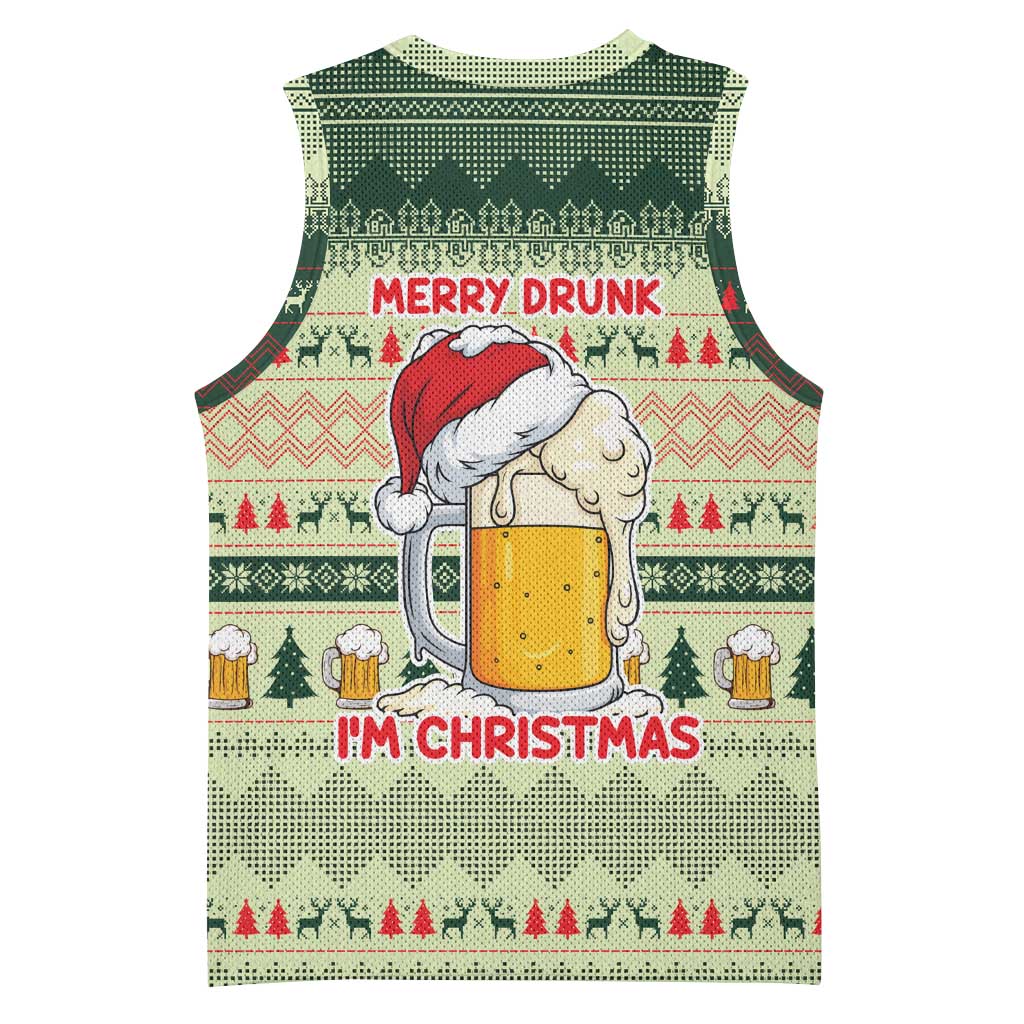 Merry Drunk I'm Christmas Basketball Jersey Xmas Holiday Patterns - Wonder Print Shop