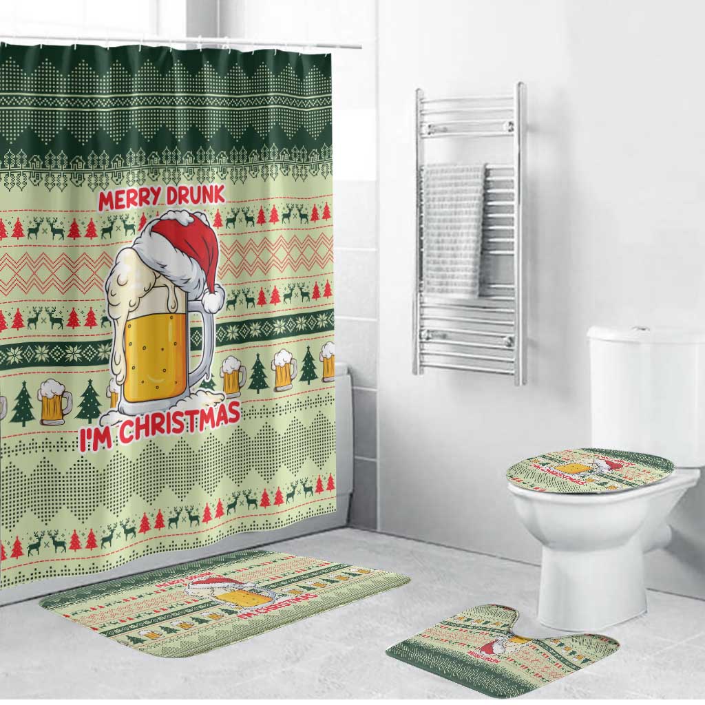 Merry Drunk I'm Christmas Bathroom Set Xmas Holiday Patterns - Wonder Print Shop