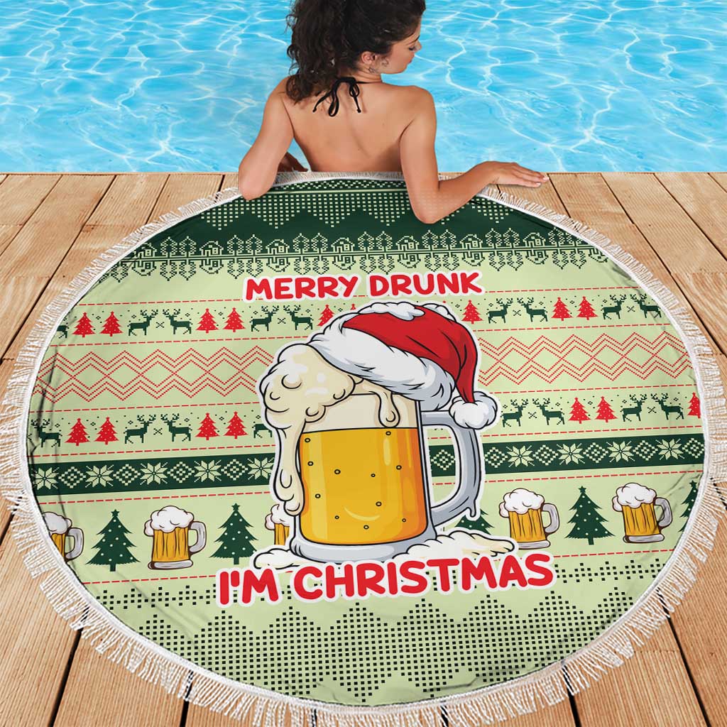 Merry Drunk I'm Christmas Beach Blanket Xmas Holiday Patterns - Wonder Print Shop
