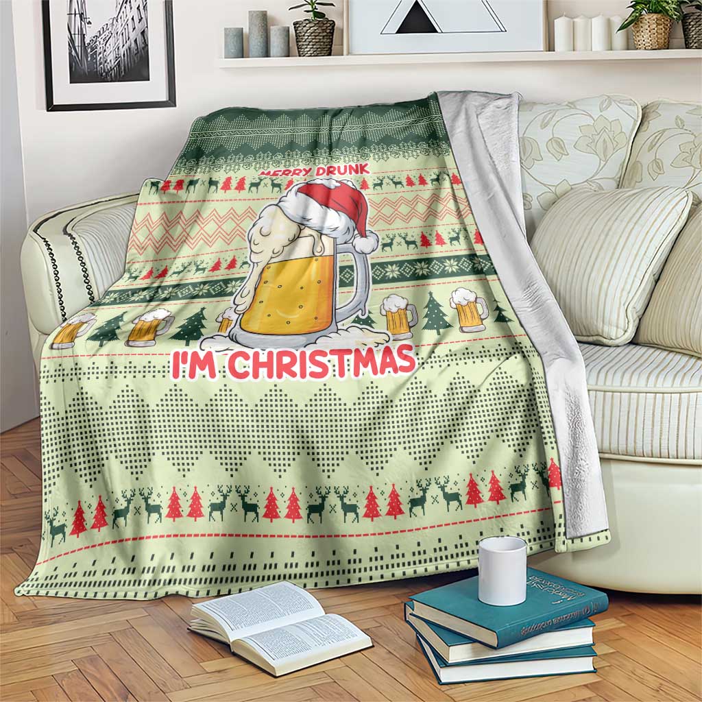 Merry Drunk I'm Christmas Blanket Xmas Holiday Patterns - Wonder Print Shop