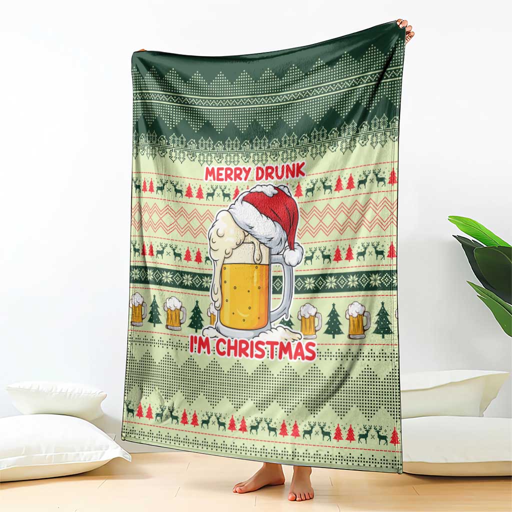 Merry Drunk I'm Christmas Blanket Xmas Holiday Patterns - Wonder Print Shop