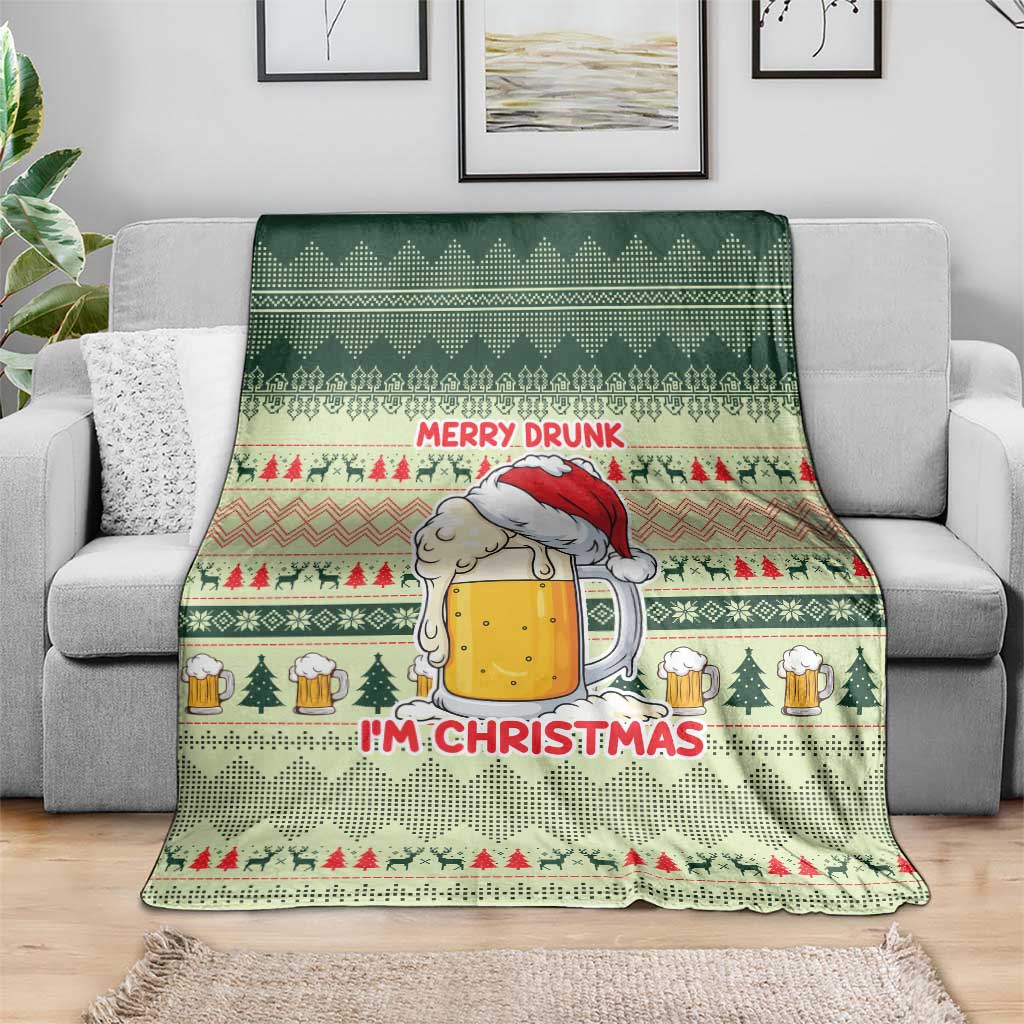 Merry Drunk I'm Christmas Blanket Xmas Holiday Patterns - Wonder Print Shop