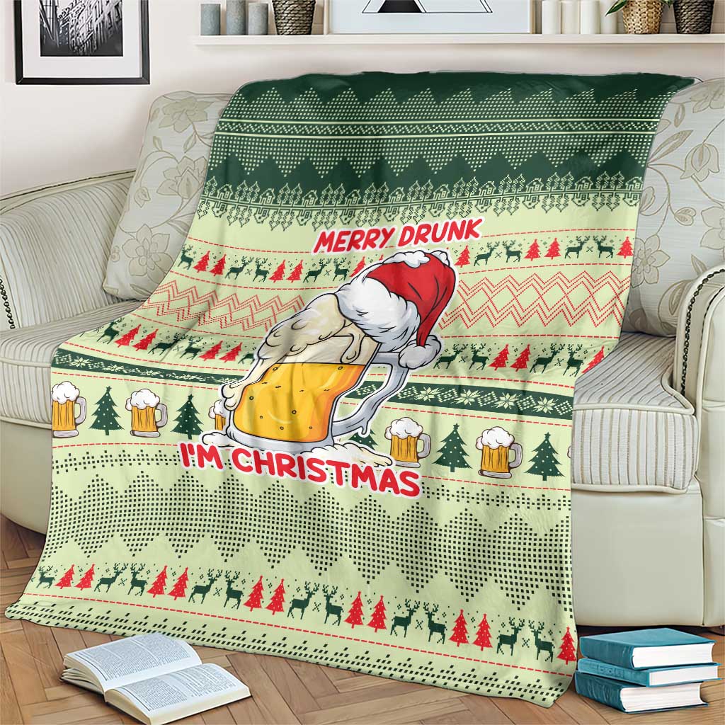 Merry Drunk I'm Christmas Blanket Xmas Holiday Patterns - Wonder Print Shop