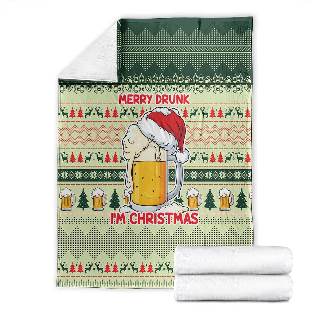 Merry Drunk I'm Christmas Blanket Xmas Holiday Patterns - Wonder Print Shop