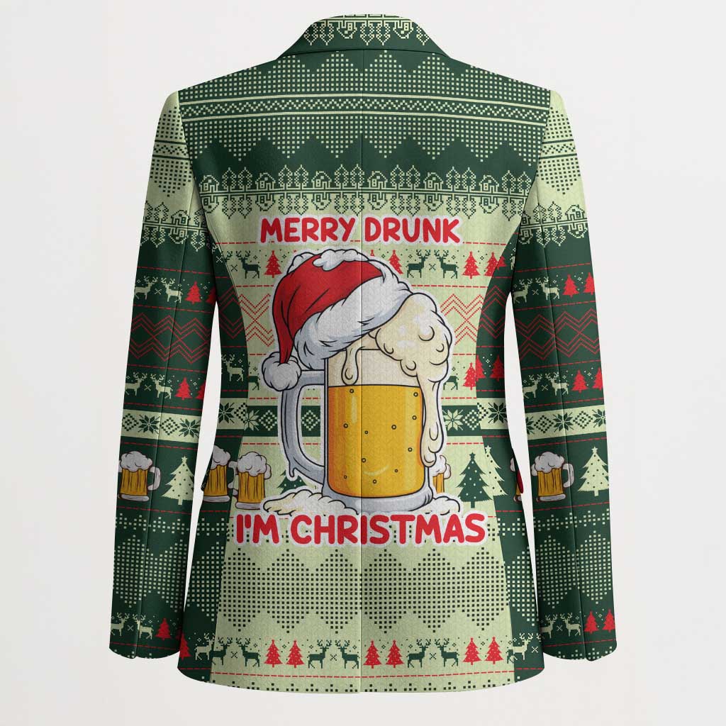 Merry Drunk I'm Christmas Blazer Xmas Holiday Patterns - Wonder Print Shop