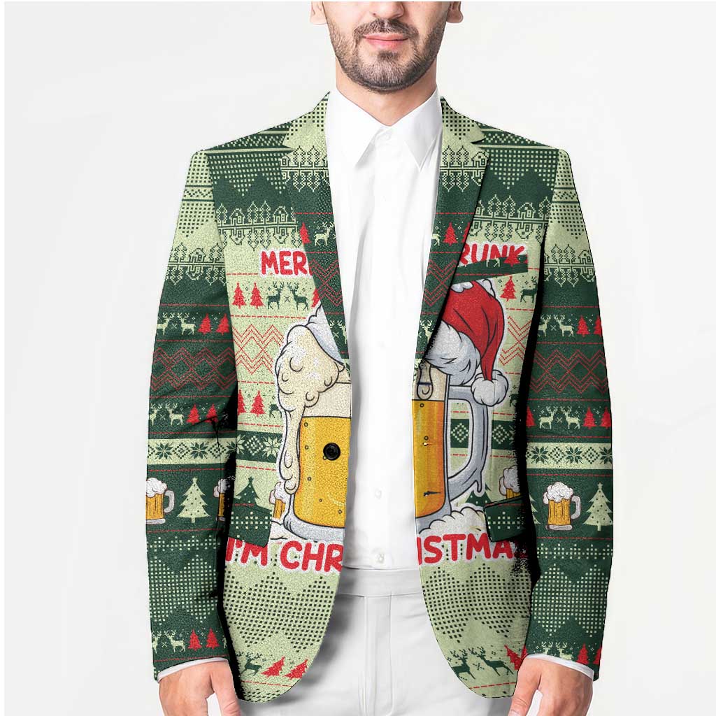Merry Drunk I'm Christmas Blazer Xmas Holiday Patterns - Wonder Print Shop