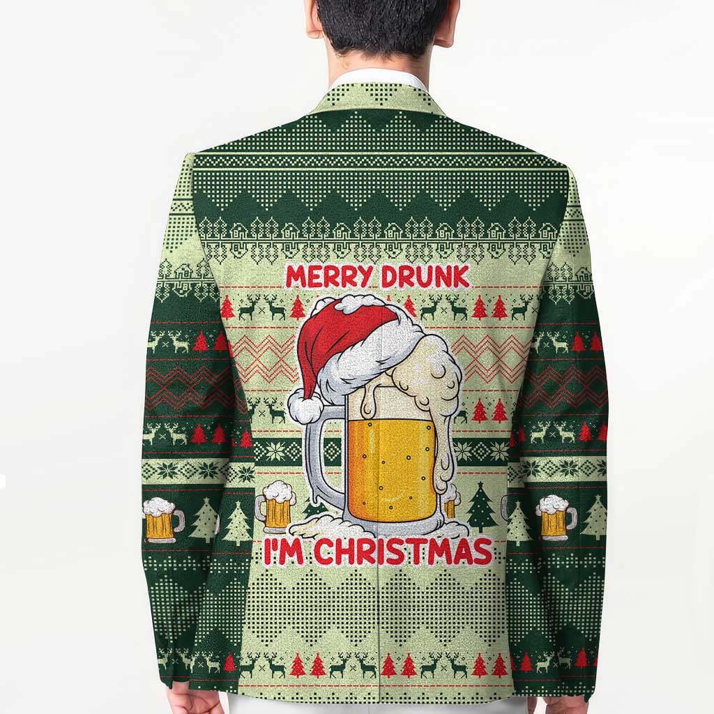Merry Drunk I'm Christmas Blazer Xmas Holiday Patterns - Wonder Print Shop