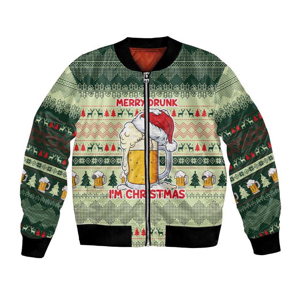 Merry Drunk I'm Christmas Bomber Jacket Xmas Holiday Patterns - Wonder Print Shop