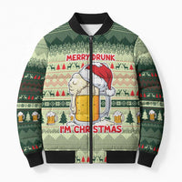 Merry Drunk I'm Christmas Bomber Puffer Jacket Xmas Holiday Patterns - Wonder Print Shop