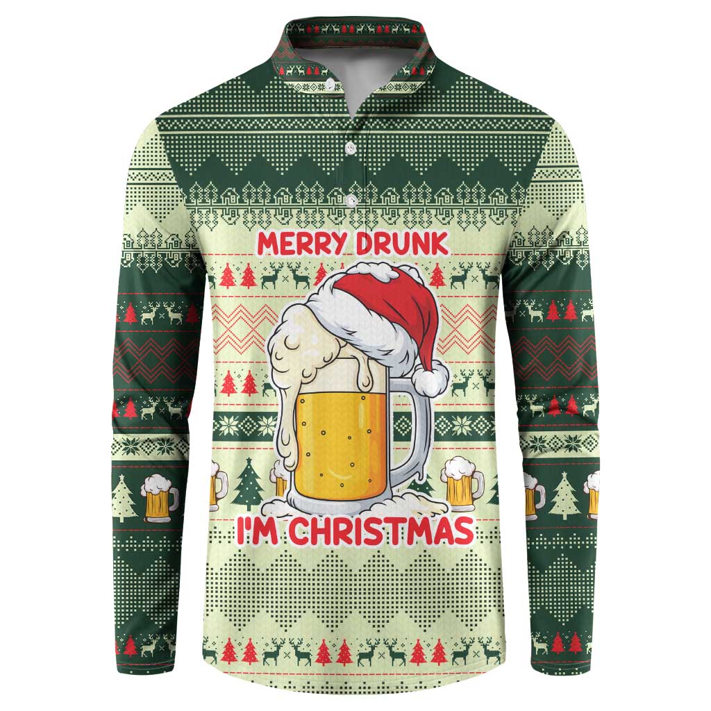 Merry Drunk I'm Christmas Button Sweatshirt Xmas Holiday Patterns - Wonder Print Shop