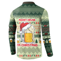 Merry Drunk I'm Christmas Button Sweatshirt Xmas Holiday Patterns - Wonder Print Shop