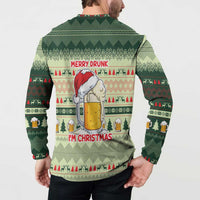 Merry Drunk I'm Christmas Button Sweatshirt Xmas Holiday Patterns - Wonder Print Shop