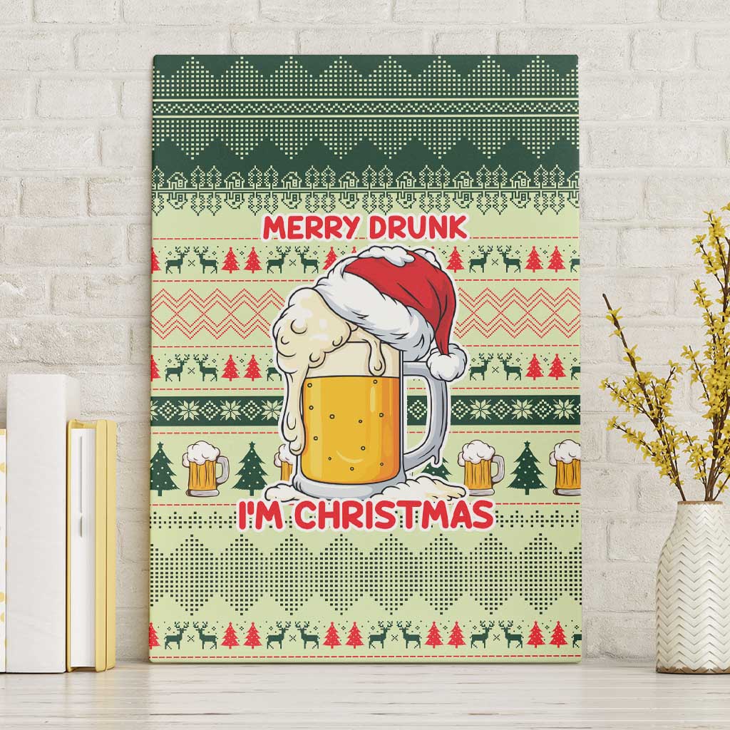 Merry Drunk I'm Christmas Canvas Wall Art Xmas Holiday Patterns - Wonder Print Shop