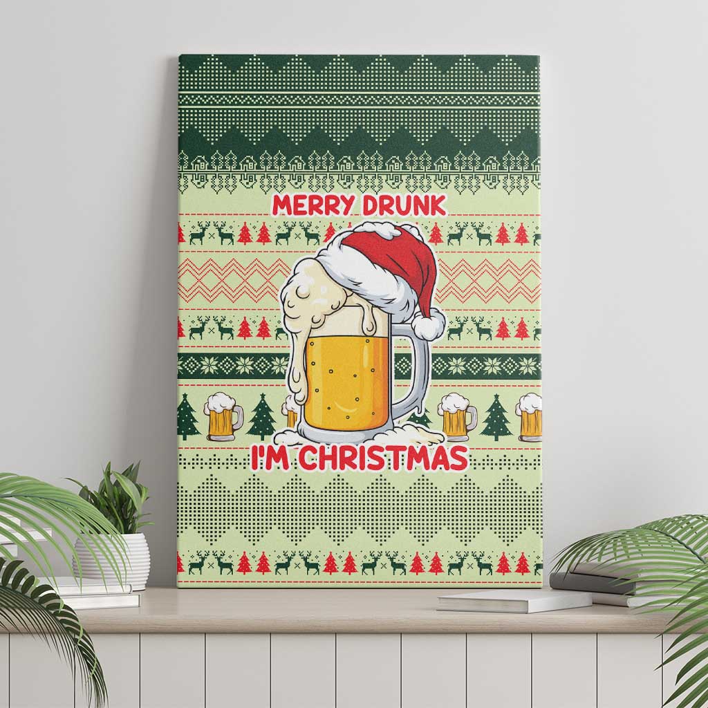 Merry Drunk I'm Christmas Canvas Wall Art Xmas Holiday Patterns - Wonder Print Shop