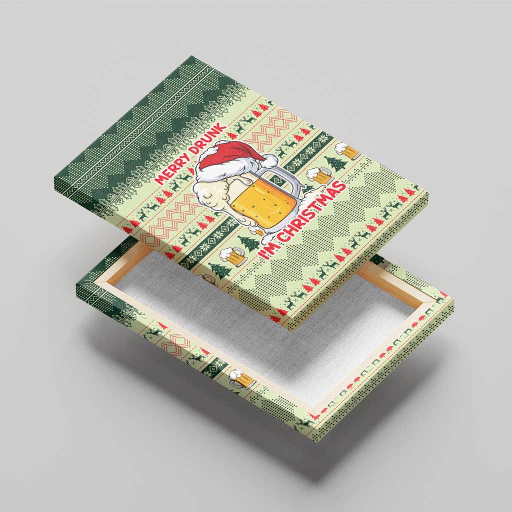 Merry Drunk I'm Christmas Canvas Wall Art Xmas Holiday Patterns - Wonder Print Shop
