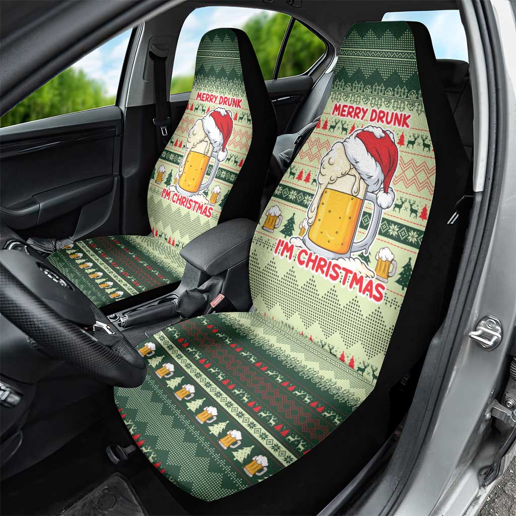 Merry Drunk I'm Christmas Car Seat Cover Xmas Holiday Patterns - Wonder Print Shop