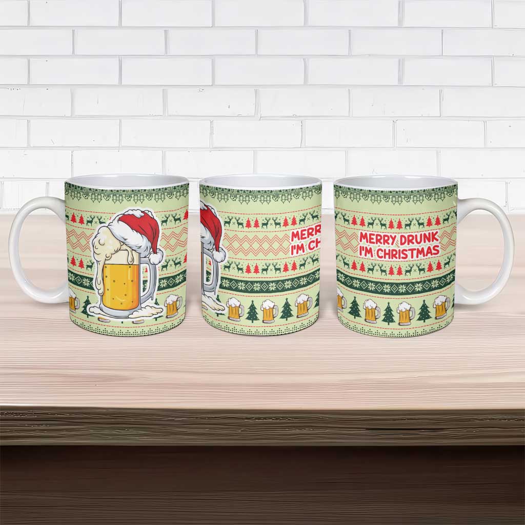Merry Drunk I'm Christmas Ceramic Mug Xmas Holiday Patterns - Wonder Print Shop